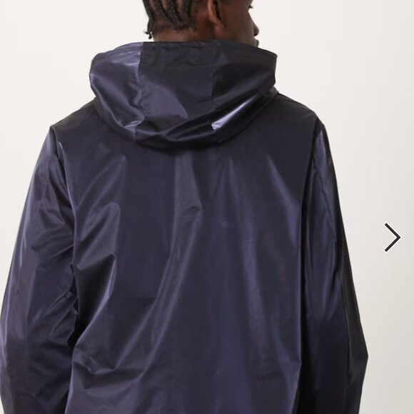 ASOS DESIGN shower resistant rubberized rain jacket in metallic blue - M - Picture 2 of 6